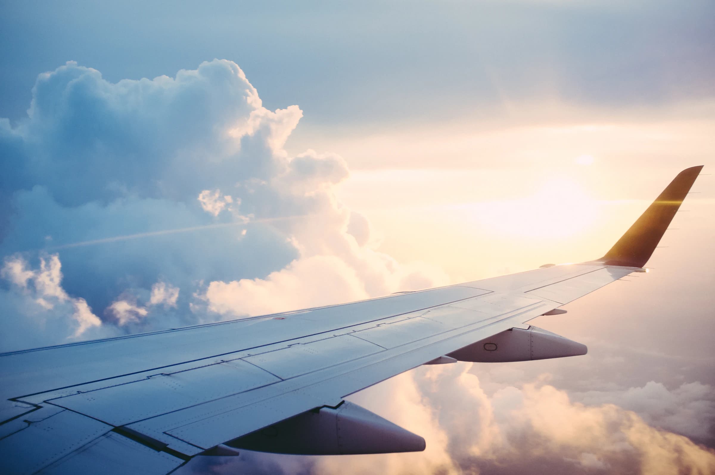 International flights at sunset